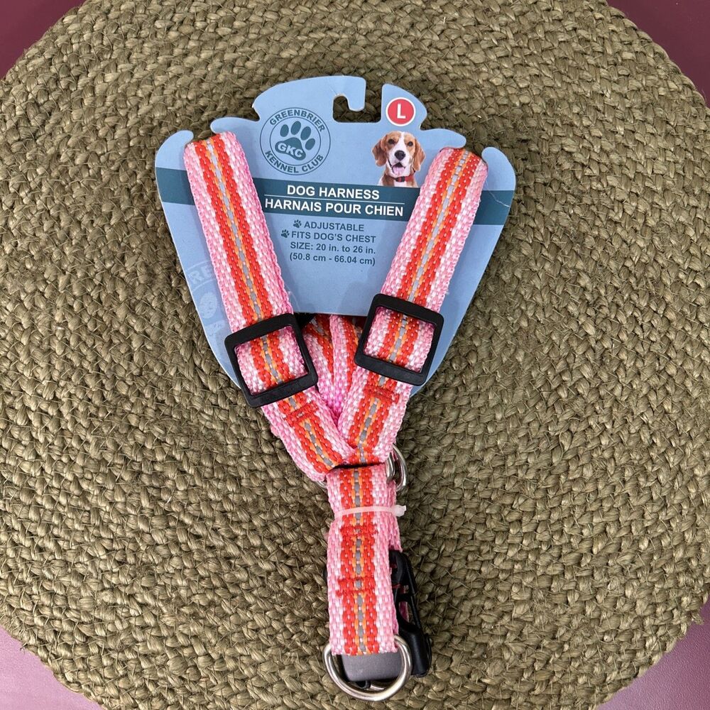 Greenbrier Kennel Club Pink/Red Adjustable Dog Harness Size L 20" to 26"